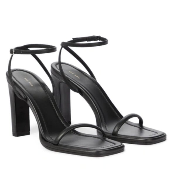 THE ROW Kate square ankle wrap black leather sandals Size 36 US 6 - Picture 1 of 9